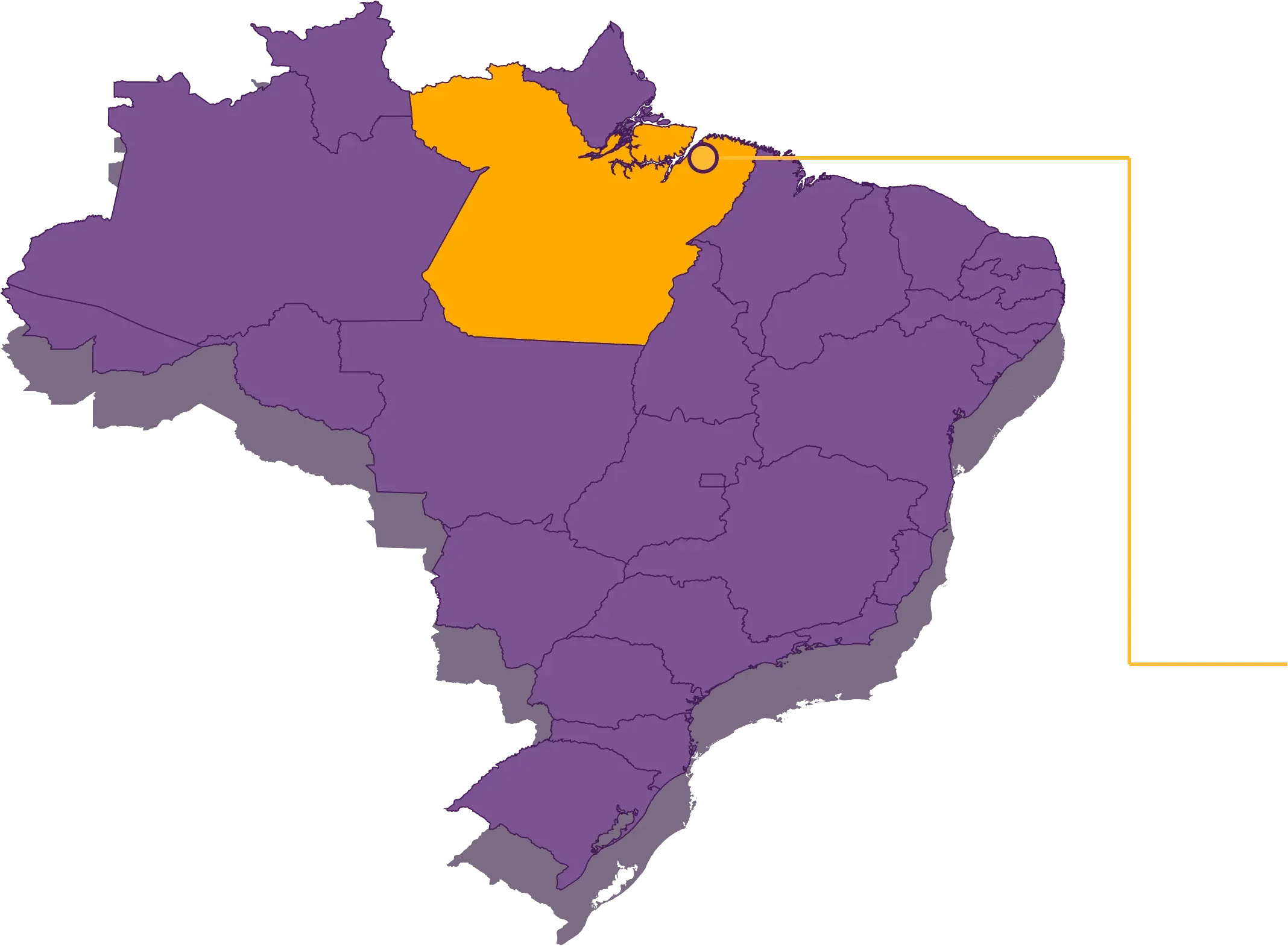 Mapa de Brasil con el estado de Pará destacado y un pin sobre Santa Izabel do Pará